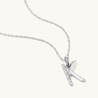 45cm K Initial Pendant Necklace with 0.05tw of Laboratory-Grown Diamonds in Sterling Silver and Platinum Pendants Bevilles 