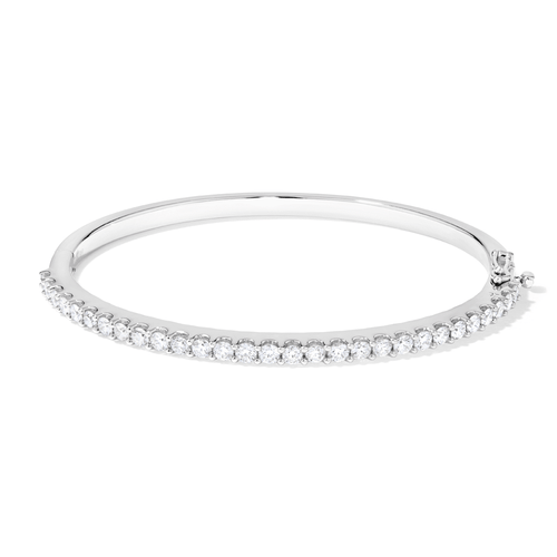 60mm Pavé Bangle with 2.50tw of Laboratory-Grown Diamonds in Sterling Silver and Platinum Bangles Bevilles 