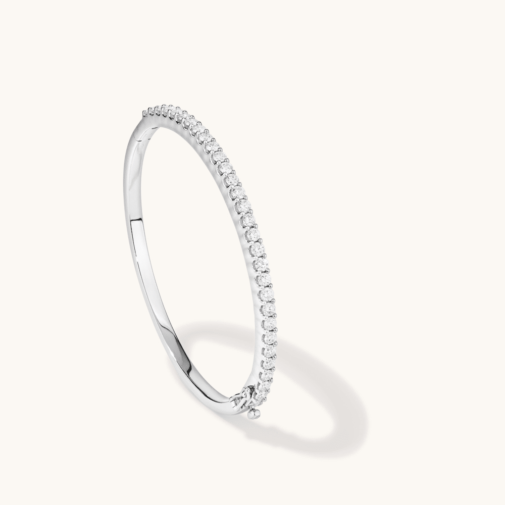 60mm Pavé Bangle with 2.50tw of Laboratory-Grown Diamonds in Sterling Silver and Platinum Bangles Bevilles 