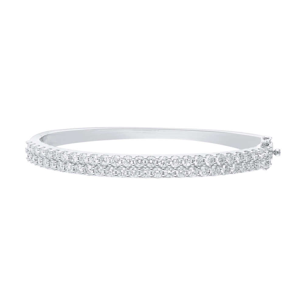 60mm Two Row Pavé Bangle with 4.50tw of Laboratory-Grown Diamonds in Sterling Silver and Platinum Bangles Bevilles 