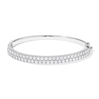 60mm Two Row Pavé Bangle with 4.50tw of Laboratory-Grown Diamonds in Sterling Silver and Platinum Bangles Bevilles 