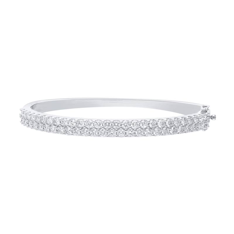 60mm Two Row Pavé Bangle with 4.50tw of Laboratory-Grown Diamonds in Sterling Silver and Platinum Bangles Bevilles 