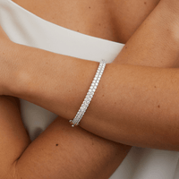60mm Two Row Pavé Bangle with 4.50tw of Laboratory-Grown Diamonds in Sterling Silver and Platinum Bangles Bevilles 