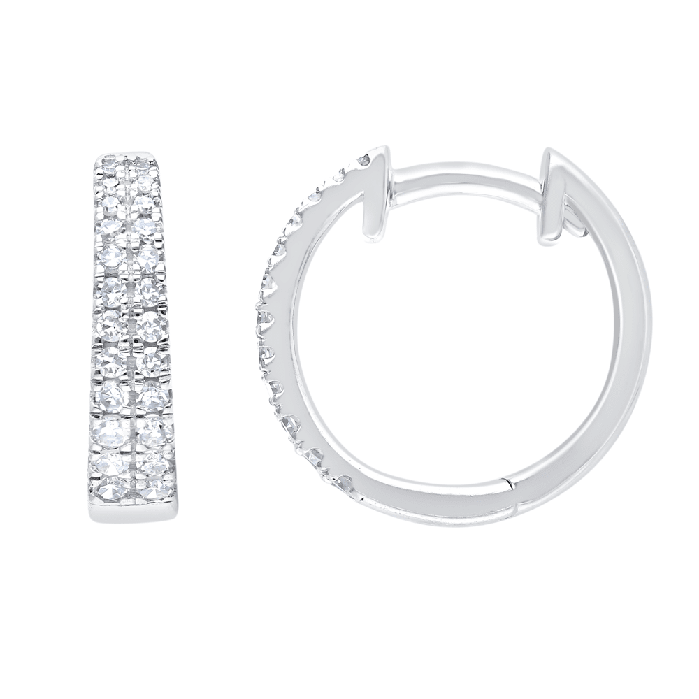 Pavé Huggie Earrings with 0.50tw of Laboratory-Grown Diamonds in Sterling Silver and Platinum Earrings Bevilles 