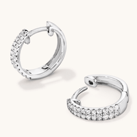 Pavé Huggie Earrings with 0.50tw of Laboratory-Grown Diamonds in Sterling Silver and Platinum Earrings Bevilles 