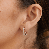 Pavé Huggie Earrings with 0.50tw of Laboratory-Grown Diamonds in Sterling Silver and Platinum Earrings Bevilles 