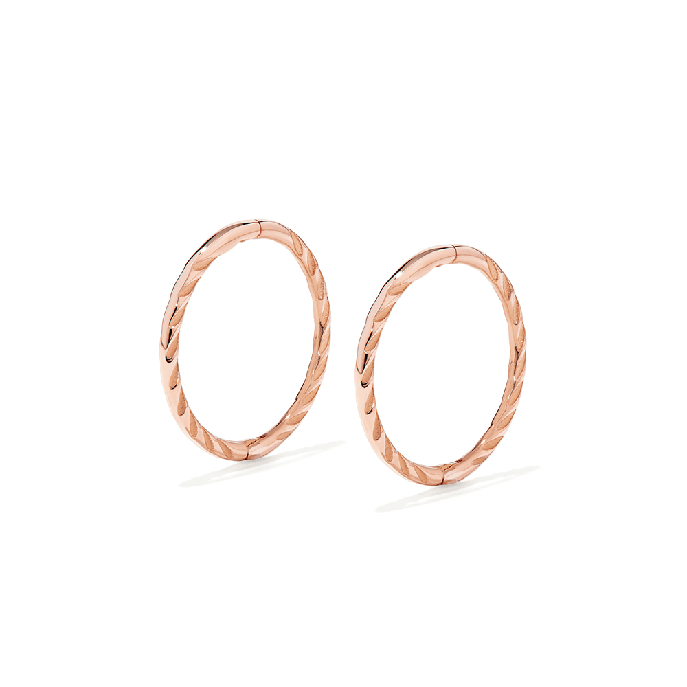 12mm Twist Sleeper Earrings in 9kt Rose Gold Earrings Bevilles 