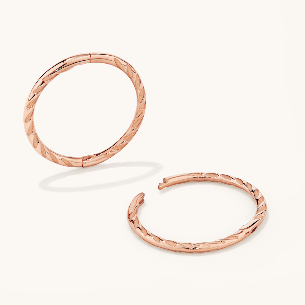 12mm Twist Sleeper Earrings in 9kt Rose Gold Earrings Bevilles 