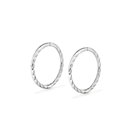 12mm Twist Sleeper Earrings in 9kt White Gold Earrings Bevilles 