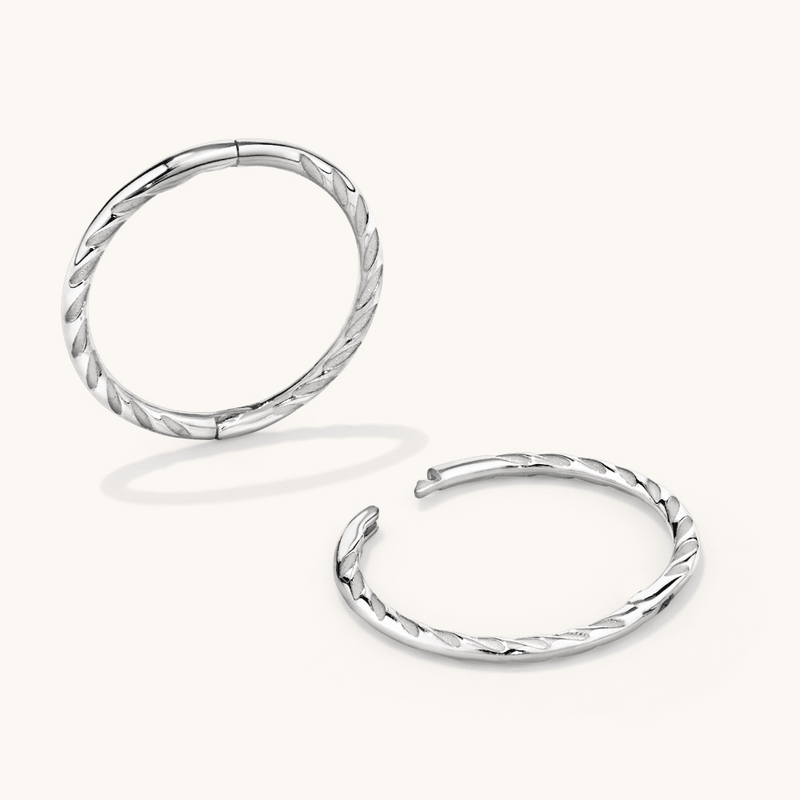 12mm Twist Sleeper Earrings in 9kt White Gold Earrings Bevilles 