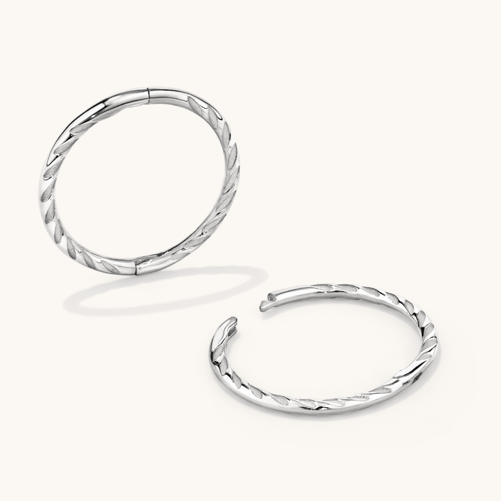 12mm Twist Sleeper Earrings in 9kt White Gold Earrings Bevilles 