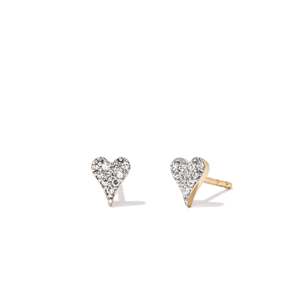 Cluster Heart Stud Earrings with 0.05tw of Laboratory-Grown Diamonds in 9kt Yellow Gold Earrings Bevilles 