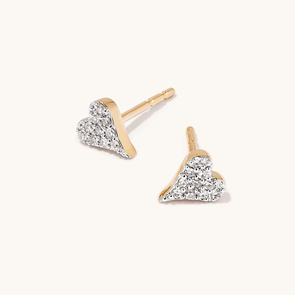 Cluster Heart Stud Earrings with 0.05tw of Laboratory-Grown Diamonds in 9kt Yellow Gold Earrings Bevilles 