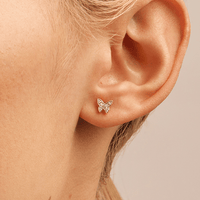 Cluster Butterfly Stud Earrings with 0.05tw of Laboratory-Grown Diamonds in 9kt Yellow Gold Earrings Bevilles 