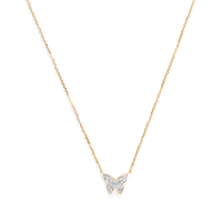 45cm Cluster Butterfly Pendant Necklace with 0.03tw of Laboratory-Grown Diamonds in 9kt Yellow Gold Pendants Bevilles 