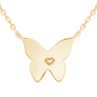 45cm Cluster Butterfly Pendant Necklace with 0.03tw of Laboratory-Grown Diamonds in 9kt Yellow Gold Pendants Bevilles 