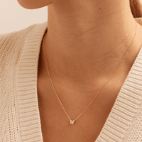45cm Cluster Butterfly Pendant Necklace with 0.03tw of Laboratory-Grown Diamonds in 9kt Yellow Gold Pendants Bevilles 
