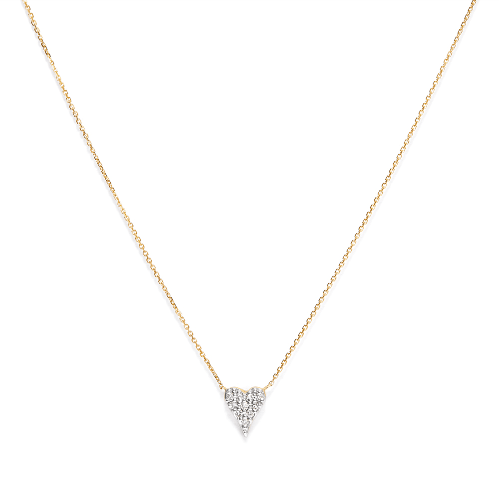 45cm Cluster Heart Pendant Necklace with 0.06tw of Laboratory-Grown Diamonds in 9kt Yellow Gold Pendants Bevilles 