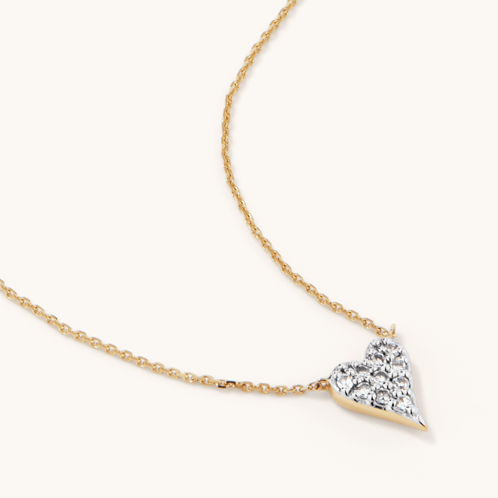 45cm Cluster Heart Pendant Necklace with 0.06tw of Laboratory-Grown Diamonds in 9kt Yellow Gold Pendants Bevilles 