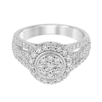 Round Shape Cluster Ring With 1.00tw Of Laboratory-Grown Diamonds In Platinum Plated Sterling Silver Rings Bevilles 