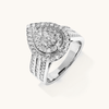 Pear Shaped Cluster Halo Ring with 1.00tw of Laboratory-Grown Diamonds in Sterling Silver and Platinum Rings Bevilles 
