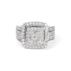 Cushion Shaped Cluster Halo Ring with 1.00tw of Laboratory-Grown Diamonds in Sterling Silver and Platinum Rings Bevilles 