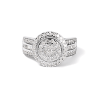 Round Shaped Halo Ring with 1.00tw of Laboratory-Grown Diamonds in Sterling Silver and Platinum Rings Bevilles 