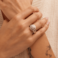 Round Shaped Halo Ring with 1.00tw of Laboratory-Grown Diamonds in Sterling Silver and Platinum Rings Bevilles 