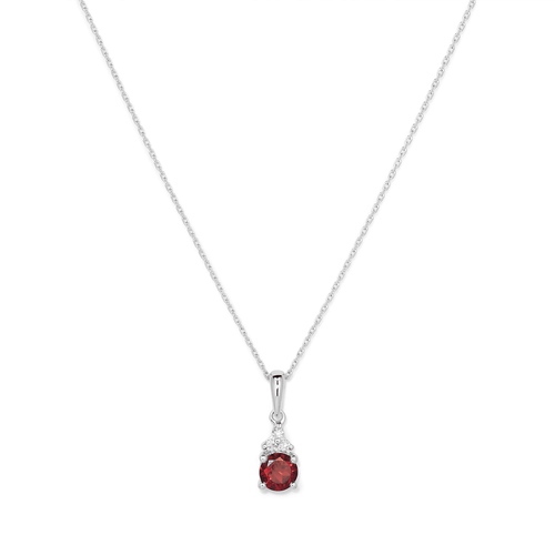 Birthstone Teardrop Pendant Necklace with Natural Red Garnet and 0.05tw of Laboratory-Grown Diamonds in Sterling Silver and Platinum Pendants Bevilles 