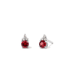 Birthstone Teardrop Stud Earrings with Natural Red Garnet and 0.05tw of Laboratory-Grown Diamonds in Sterling Silver and Platinum Earrings Bevilles 