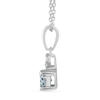 Birthstone Teardrop Pendant Necklace with Created Aquamarine and 0.05tw of Laboratory-Grown Diamonds in Sterling Silver and Platinum Pendants Bevilles 