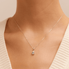 Birthstone Teardrop Pendant Necklace with Created Aquamarine and 0.05tw of Laboratory-Grown Diamonds in Sterling Silver and Platinum Pendants Bevilles 