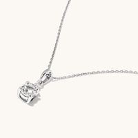 Birthstone Teardrop Pendant Necklace with Created White Sapphire and 0.05tw of Laboratory-Grown Diamonds in Sterling Silver and Platinum Pendants Bevilles 