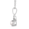 Birthstone Teardrop Pendant Necklace with Freshwater Pearl and 0.05tw of Laboratory-Grown Diamonds in Sterling Silver and Platinum Pendants Bevilles 