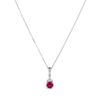 Birthstone Teardrop Pendant Necklace with Created Ruby and 0.05tw of Laboratory-Grown Diamonds in Sterling Silver and Platinum Pendants Bevilles 