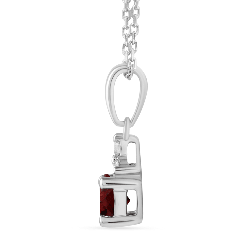 Birthstone Teardrop Pendant Necklace with Created Ruby and 0.05tw of Laboratory-Grown Diamonds in Sterling Silver and Platinum Pendants Bevilles 