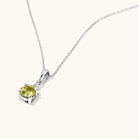 Birthstone Teardrop Pendant Necklace with Natural Peridot and 0.05tw of Laboratory-Grown Diamonds in Sterling Silver and Platinum Pendants Bevilles 
