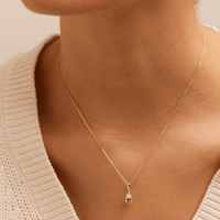 Birthstone Teardrop Pendant Necklace with Natural Peridot and 0.05tw of Laboratory-Grown Diamonds in Sterling Silver and Platinum Pendants Bevilles 