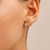 Birthstone Teardrop Stud Earrings with Created Aquamarine and 0.05tw of Laboratory-Grown Diamonds in Sterling Silver and Platinum Earrings Bevilles 