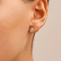 Birthstone Teardrop Stud Earrings with Created Aquamarine and 0.05tw of Laboratory-Grown Diamonds in Sterling Silver and Platinum Earrings Bevilles 