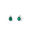 Birthstone Teardrop Stud Earrings with Created Emerald and 0.05tw of Laboratory-Grown Diamonds in Sterling Silver and Platinum Earrings Bevilles 