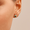 Birthstone Teardrop Stud Earrings with Created Emerald and 0.05tw of Laboratory-Grown Diamonds in Sterling Silver and Platinum Earrings Bevilles 