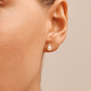Birthstone Teardrop Stud Earrings with Freshwater Pearl and 0.05tw of Laboratory-Grown Diamonds in Sterling Silver and Platinum Earrings Bevilles 