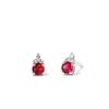 Birthstone Teardrop Stud Earrings with Created Ruby and 0.05tw of Laboratory-Grown Diamonds in Sterling Silver and Platinum Earrings Bevilles 