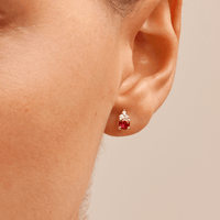 Birthstone Teardrop Stud Earrings with Created Ruby and 0.05tw of Laboratory-Grown Diamonds in Sterling Silver and Platinum Earrings Bevilles 