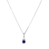 Birthstone Teardrop Pendant Necklace with Created Sapphire and 0.05tw of Laboratory-Grown Diamonds in Sterling Silver and Platinum Pendants Bevilles 