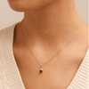 Birthstone Teardrop Pendant Necklace with Created Sapphire and 0.05tw of Laboratory-Grown Diamonds in Sterling Silver and Platinum Pendants Bevilles 
