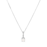 Birthstone Teardrop Pendant Necklace with Created Opal and 0.05tw of Laboratory-Grown Diamonds in Sterling Silver and Platinum Pendants Bevilles 