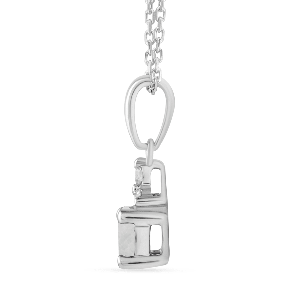 Birthstone Teardrop Pendant Necklace with Created Opal and 0.05tw of Laboratory-Grown Diamonds in Sterling Silver and Platinum Pendants Bevilles 