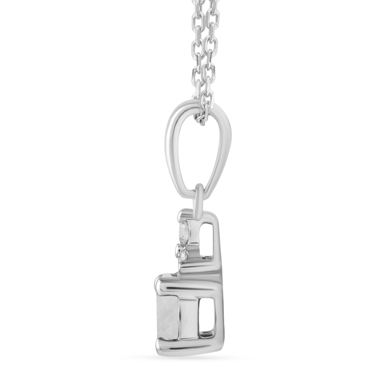 Birthstone Teardrop Pendant Necklace with Created Opal and 0.05tw of Laboratory-Grown Diamonds in Sterling Silver and Platinum Pendants Bevilles 